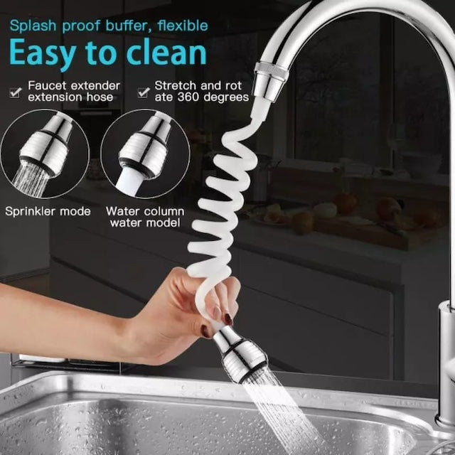 Adjustable 360 Degrees Kitchen Faucet Extender, Splash Proof Flexible sink Faucet, Faucet Extension with Splash-proof Buffer