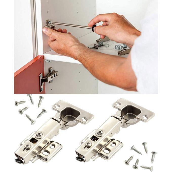 2pcs Soft Close Kitchen Full Overlay Cabinet Door Hinges Hydraulic Slow Shut Clip With Mount Screws- On Plate