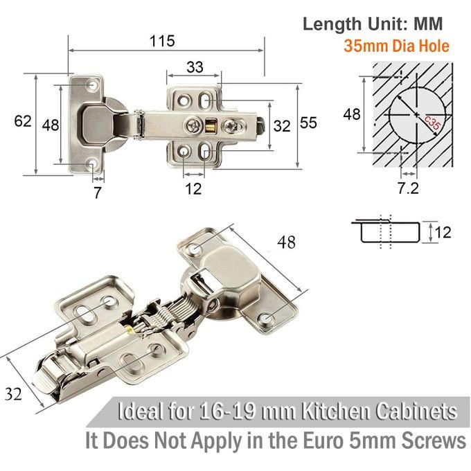 2pcs Soft Close Kitchen Full Overlay Cabinet Door Hinges Hydraulic Slow Shut Clip With Mount Screws- On Plate