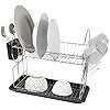 Stainless Steel Dish Rack With Black Drip Tray