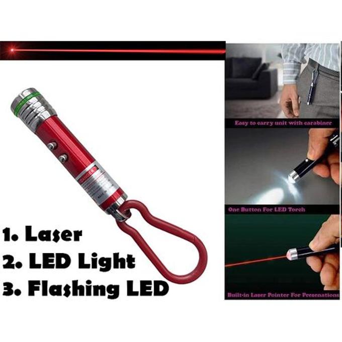 3 In 1 Multifunction Laser Light Pointer LED Torch Flashlight