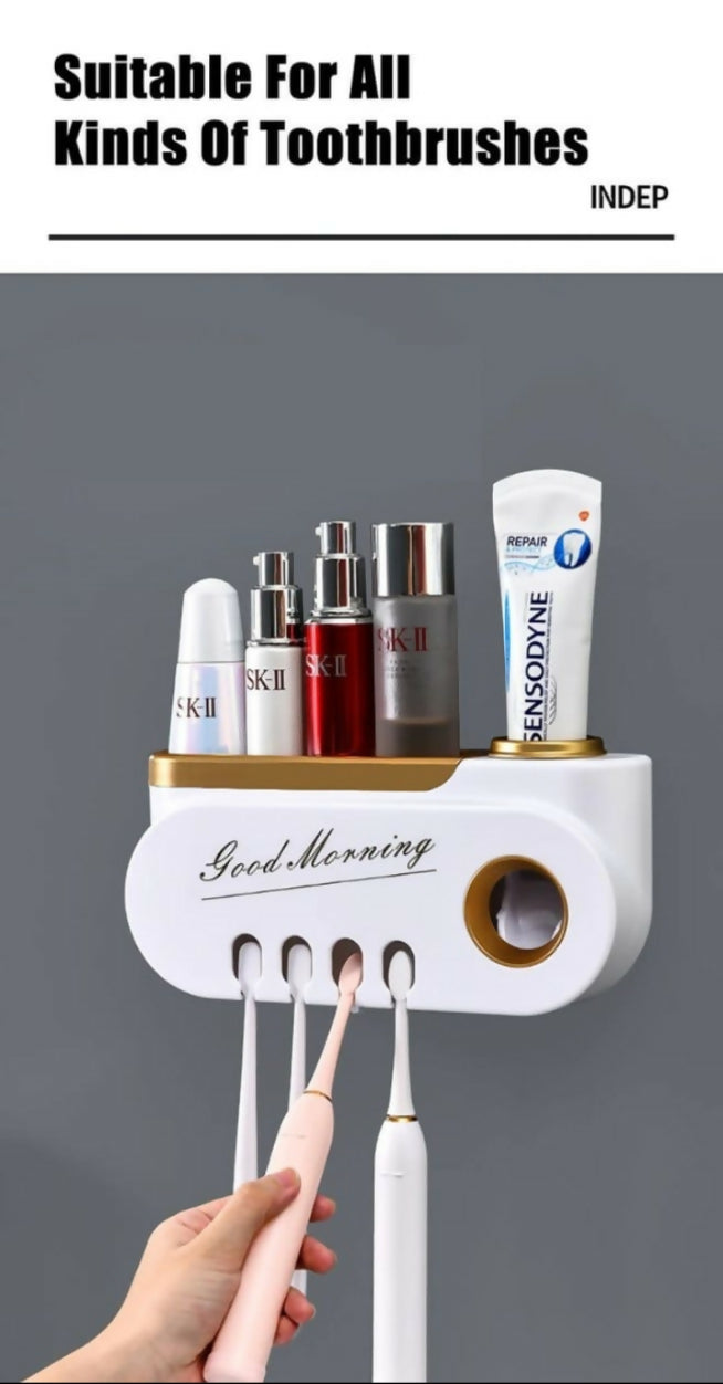 toothpaste and toothbrush holder