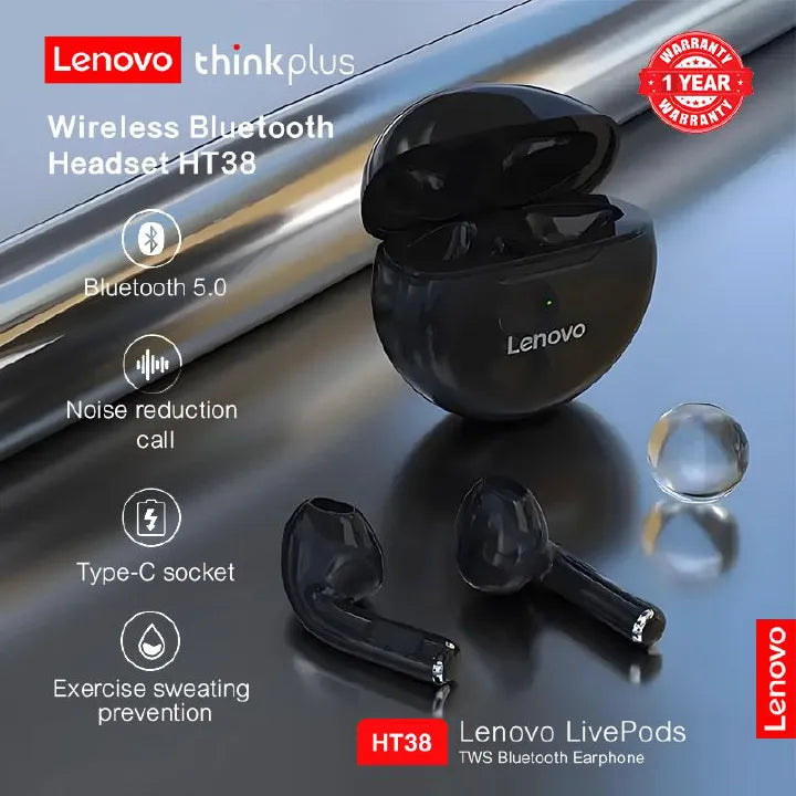 Lenovo Thinkplus HT38 TWS Wireless Earphones Waterproof Sports Noise Reduction