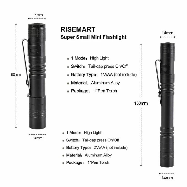 High Intensity 1000 Lumens Portable Mini LED Pocket Pen Flashlight