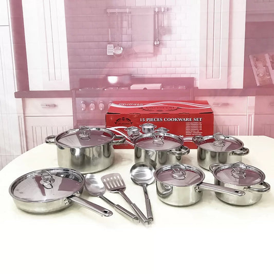 Stainless Steel Cookware Set – 15pcs