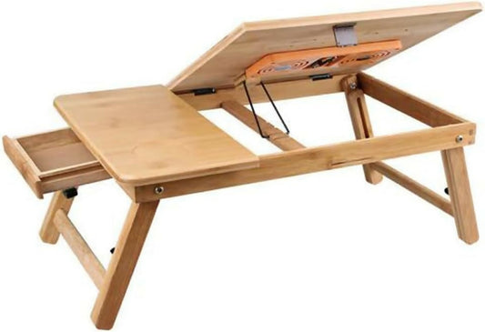 Foldable Bamboo Laptop with Double Fans and a Drawer