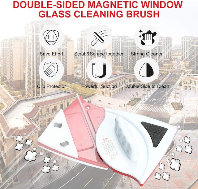 Magnetic Window Cleaner for Double Glazing, Professional Window Cleaning Equipment With a Powerful Magnetic Handle