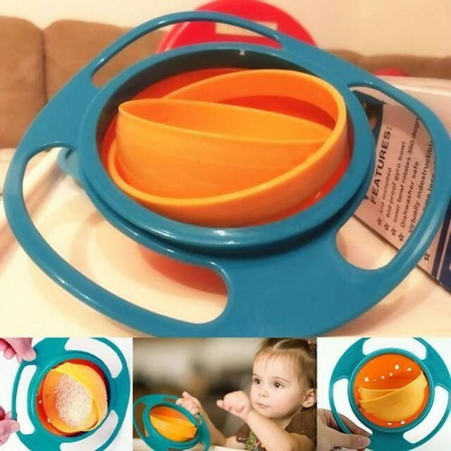 Baby Gyro Bowl, Anti-Spill Bowl for Kids, 360 Degree Rotation Spill Resistant Gyroscopic Bowl with Lid