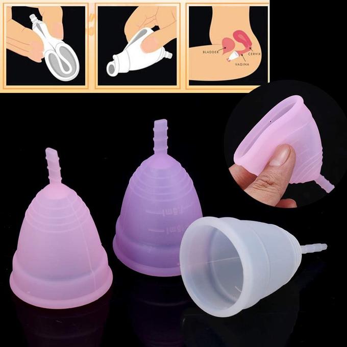 2Pcs Reusable Menstrual Cups Large + Small Period Female Medical Grade Silicone Soft