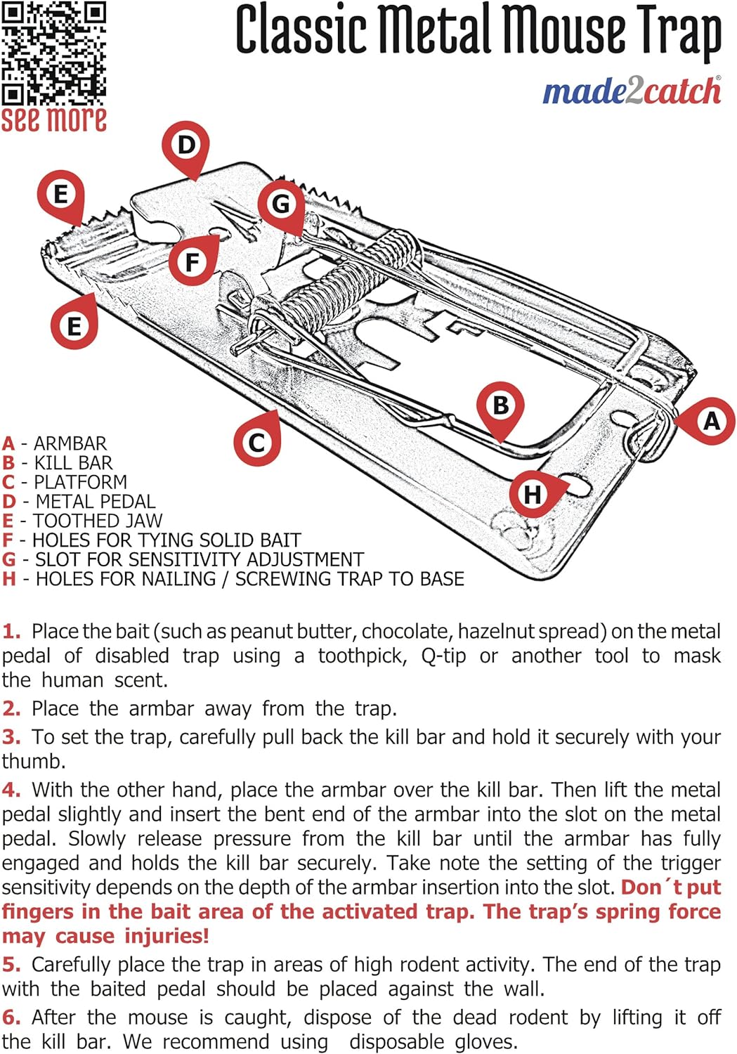 Classic Metal Mouse Trap Fully Galvanized Snap Trap for Mice and Small Rodent Control - Humane Mouse Traps that Work