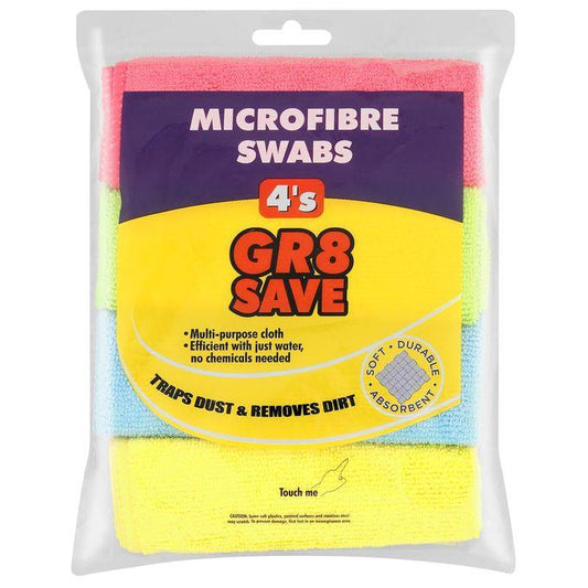 Gr8 Save 4-Pack Microfibre Swabs Cloths