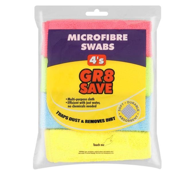 Gr8 Save 4-Pack Microfibre Swabs Cloths