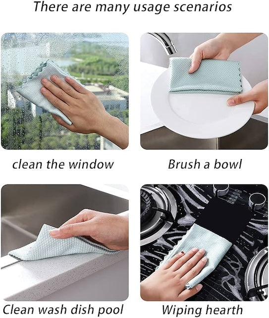 Pack of Multifunctional Microfibre Wiping Towels, Reusable Antibacterial Microfiber Cleaning Cloths, Cleaning Wipes - 20 Pcs