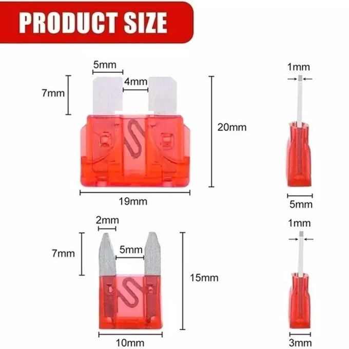 Mini Blade Fuse 5/7.5/10/15/20/25/30Amp Standard Automobile Security Fuse 7Sizes Auto Car Fuse Using for Small-sized Car - 100pcs