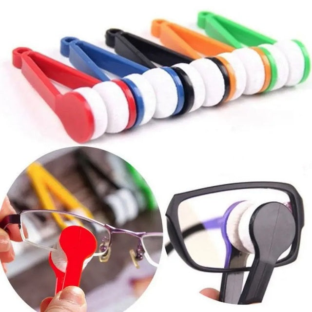 Portable Mini Eyeglass Sunglasses Cleaning Brush - Multifunctional Microfiber Cleaner for Clear Vision