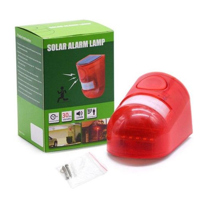 Solar Motion Sensor Security Alarm Flashing Strobe Light 6LED 129dB Sound Siren