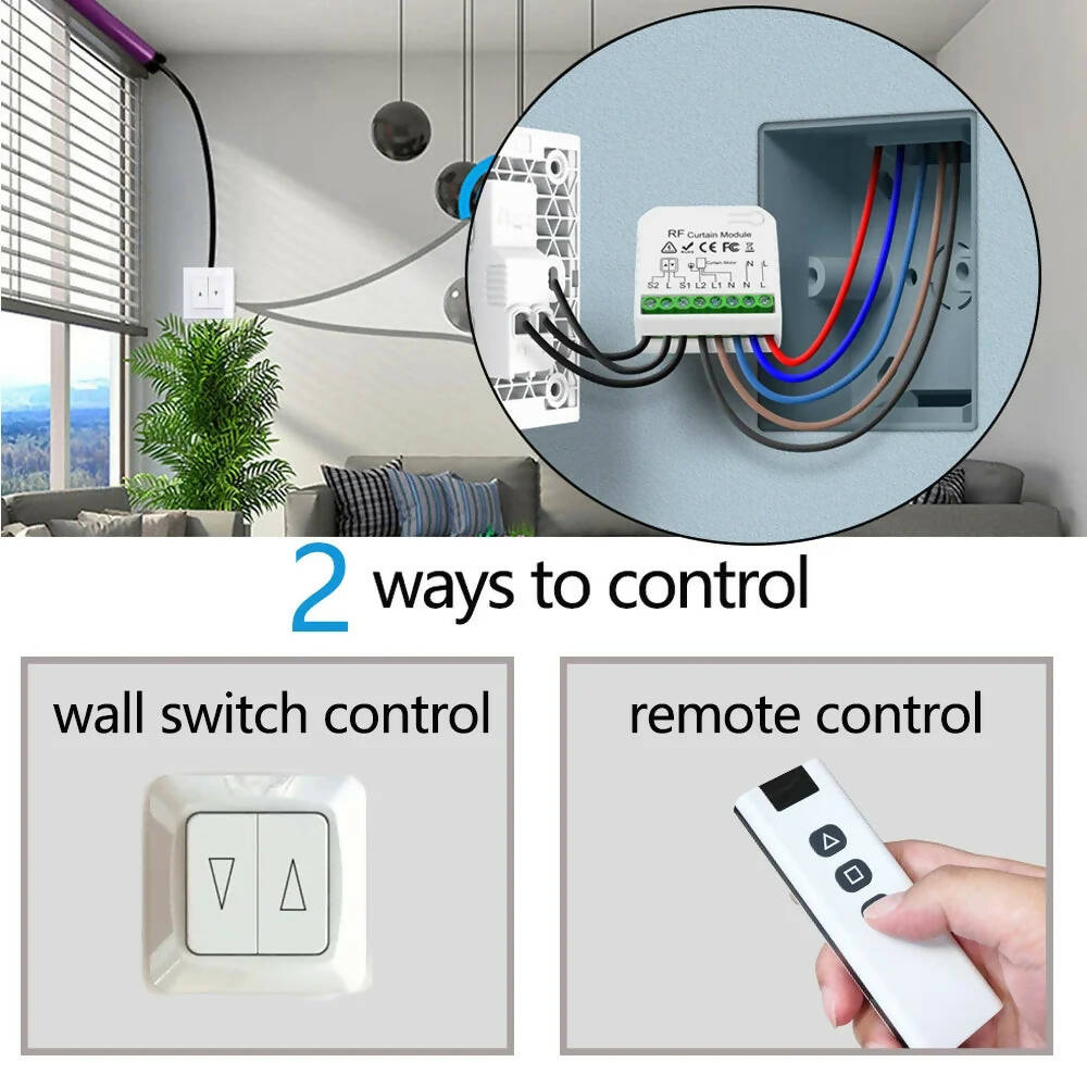 RF 433Mhz Roller Blinds Curtain Switch Module Remote Control 110V 220V 240V Smart Home for Roller Shutter Electric Blind Motor