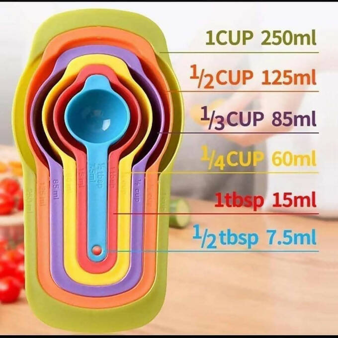 Set of 6 Stackable Baking Measuring Cup and Spoons