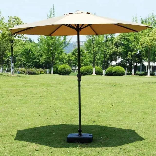 Folding Outdoor Umbrella with Iron Pipe, Garden Parasol Umbrella with Base, Sun Shelter Canopy Umbrella