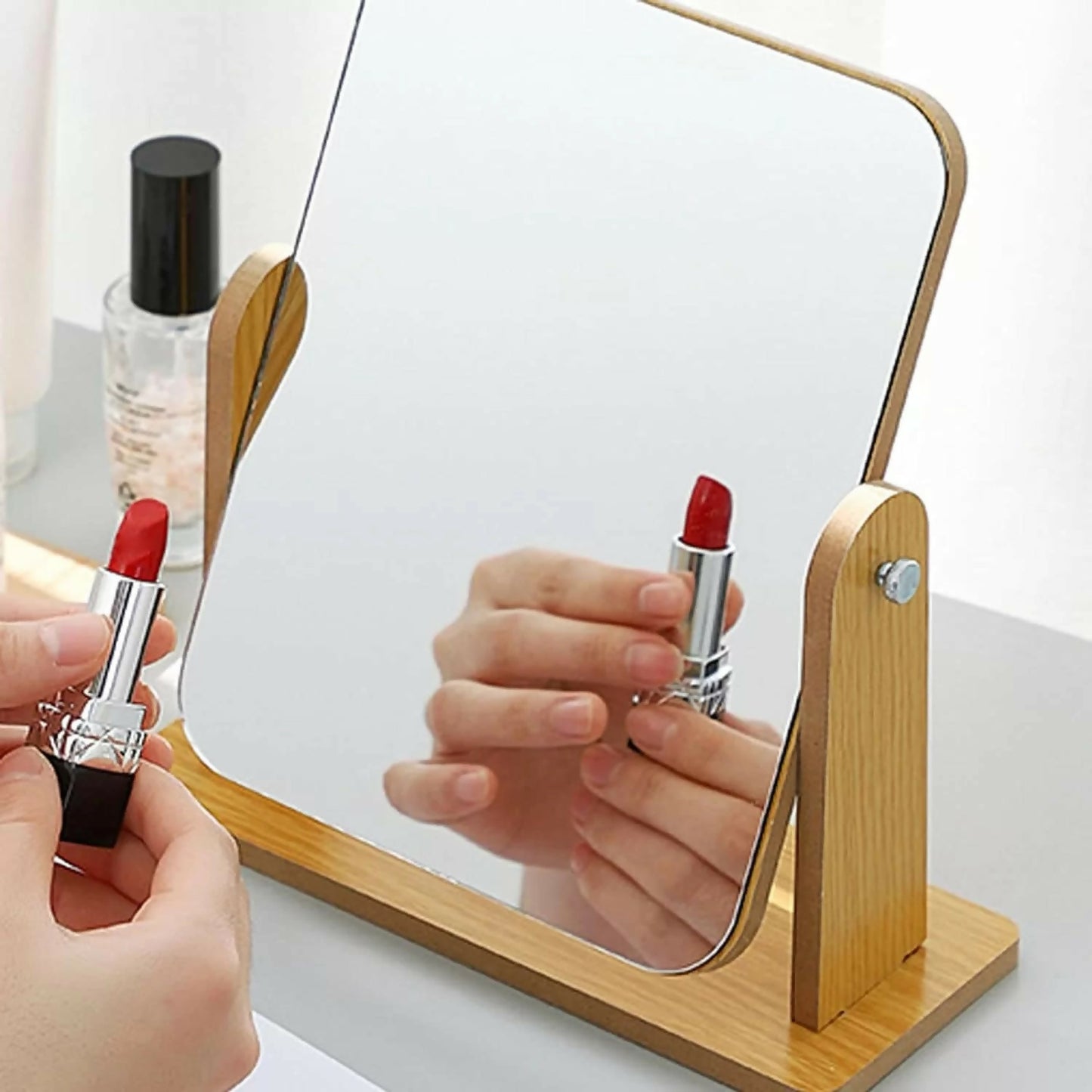 Desktop Makeup Mirror (Wooden) 14.5×20.5cm