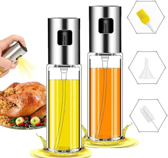 Oil Spray Bottle for Cooking, Transparent Vinegar Oil Sprayer Dispenser, Olive Oil Sprayer for BBQ, Salad, Baking