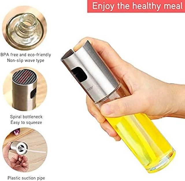 Oil Spray Bottle for Cooking, Transparent Vinegar Oil Sprayer Dispenser, Olive Oil Sprayer for BBQ, Salad, Baking