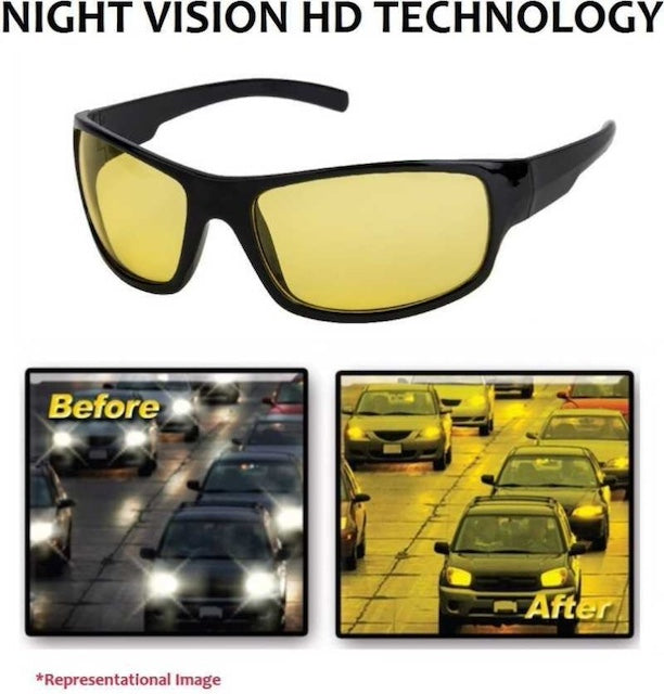 1pc Night Vision Glasses, Enhanced Lighting Night Driving Goggles, Yellow Lens Color