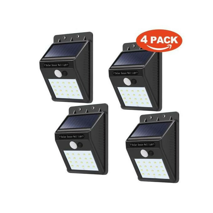 4 Pack Solar Powered Wall Light Security Motion Sensor