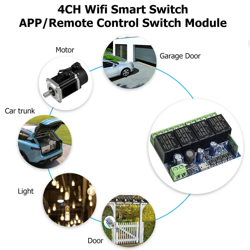 EWeLink Smart Wifi Switch Smart Relay Module DC 5V 12V 24V 4 Channel Wireless Switch Timer Phone Remote Control For Google Home