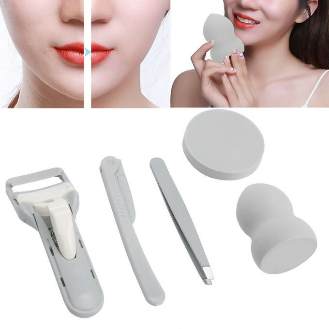 Fashion 5Pcs/set Makeup Eyebrow Cutter Puff Eyelash Clipper Trimmer