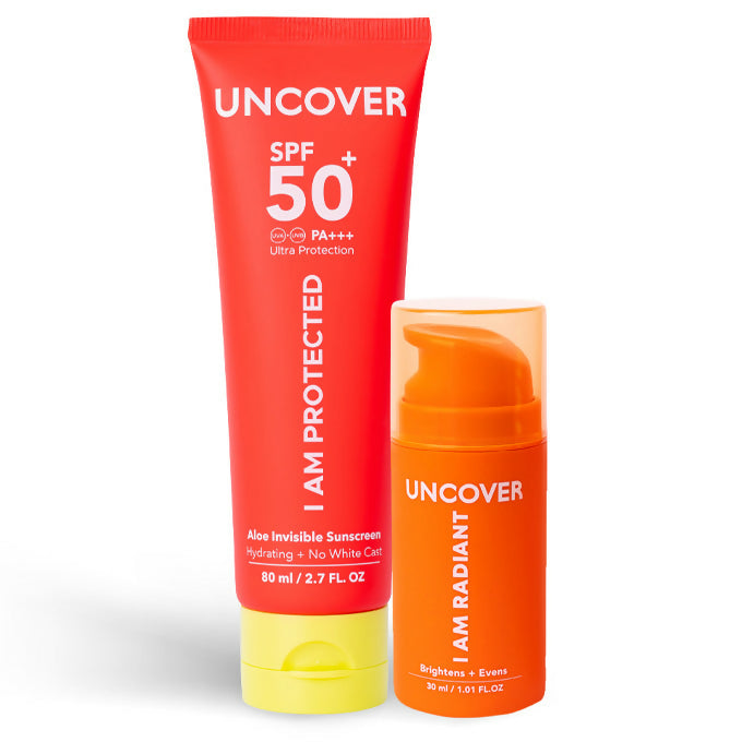 Uncover Glow and Protect Duo - Baobab Glow-C Serum 30ml + Aloe Invisible Sunscreen -80ml.