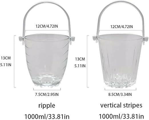 Glass Ice Bucket + Tong 800ml 12cm