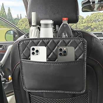 car back seat storage leather bag