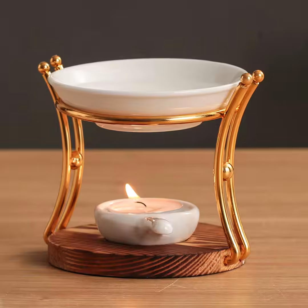 Gold Stand Ceramic Essential Oil Burner