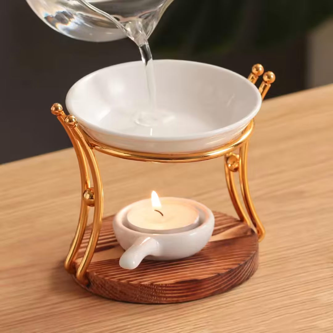 Gold Stand Ceramic Essential Oil Burner