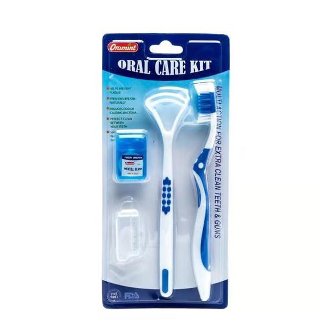 Oramint Oral Care Kit - FDA - Tooth Brush - Tongue Cleaner - Wax & Mint Dental Floss - Brush Cover