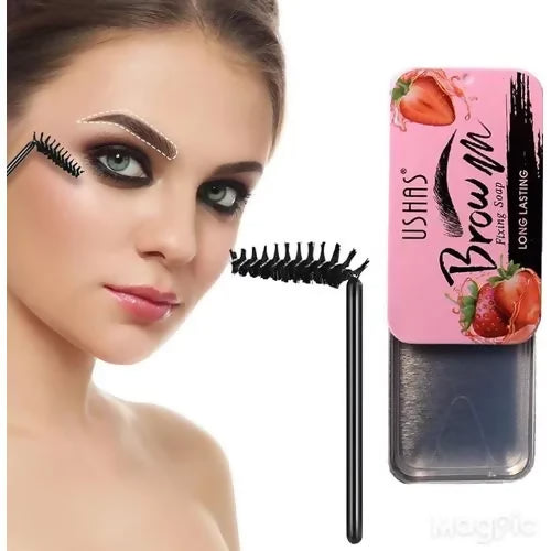 Ushas Brow Fixing Soap Strawberry Makeup Eyebrows Gel Shaping wax Kit - pink