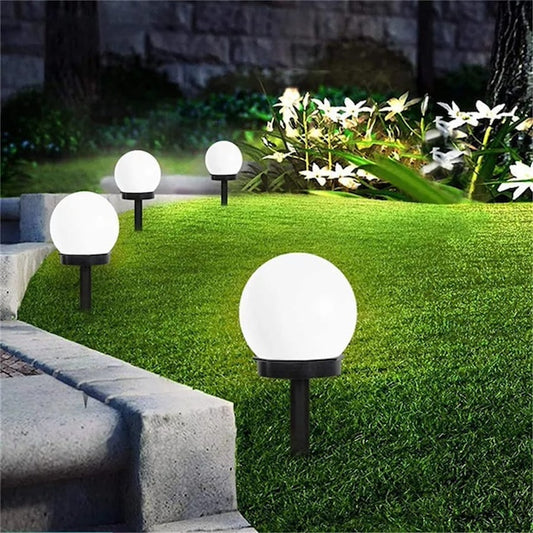 Outdoor Ball Solar Light, LED Solar Garden Light, White Light Round Ball Lawn Lamp, Outdoor Waterproof Garden Park Light - 6 Pieces