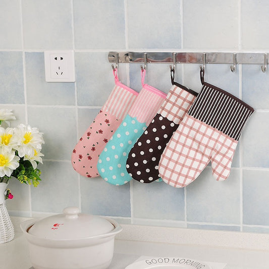 Oven Cotton Gloves, Heat Resist Kitchen Oven Gloves Pot Holders, Non-Slip Cotton Gloves , Ideal for Cooking, Baking Grilling