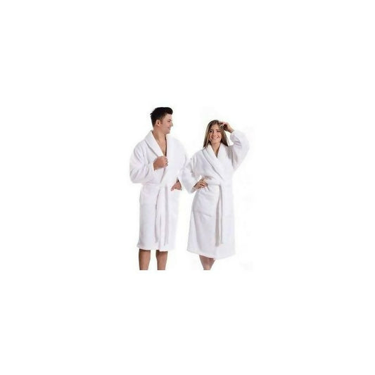 Fleece Bathrobe Long Shawl Collar Plush Robe- Unisex.