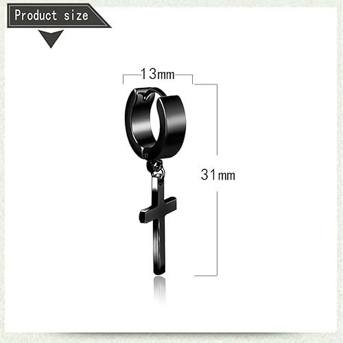 Fashion Black Cross Earring Stud For Men & Women Crucifix