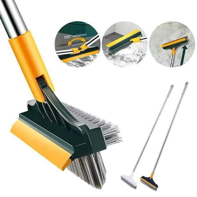 3 in 1 Magic Brush Floor Scrub Brush Broom Brush Long Handle Household Cleaning Brush Stainless Steel Bathroom Cleaning Home