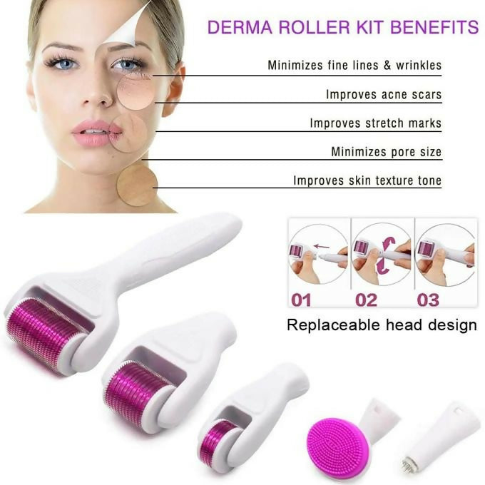 6 In 1 Derma Rollers Micro Needles Kit Micro Titanium Machine Eye Skin Care Body Hair Growth