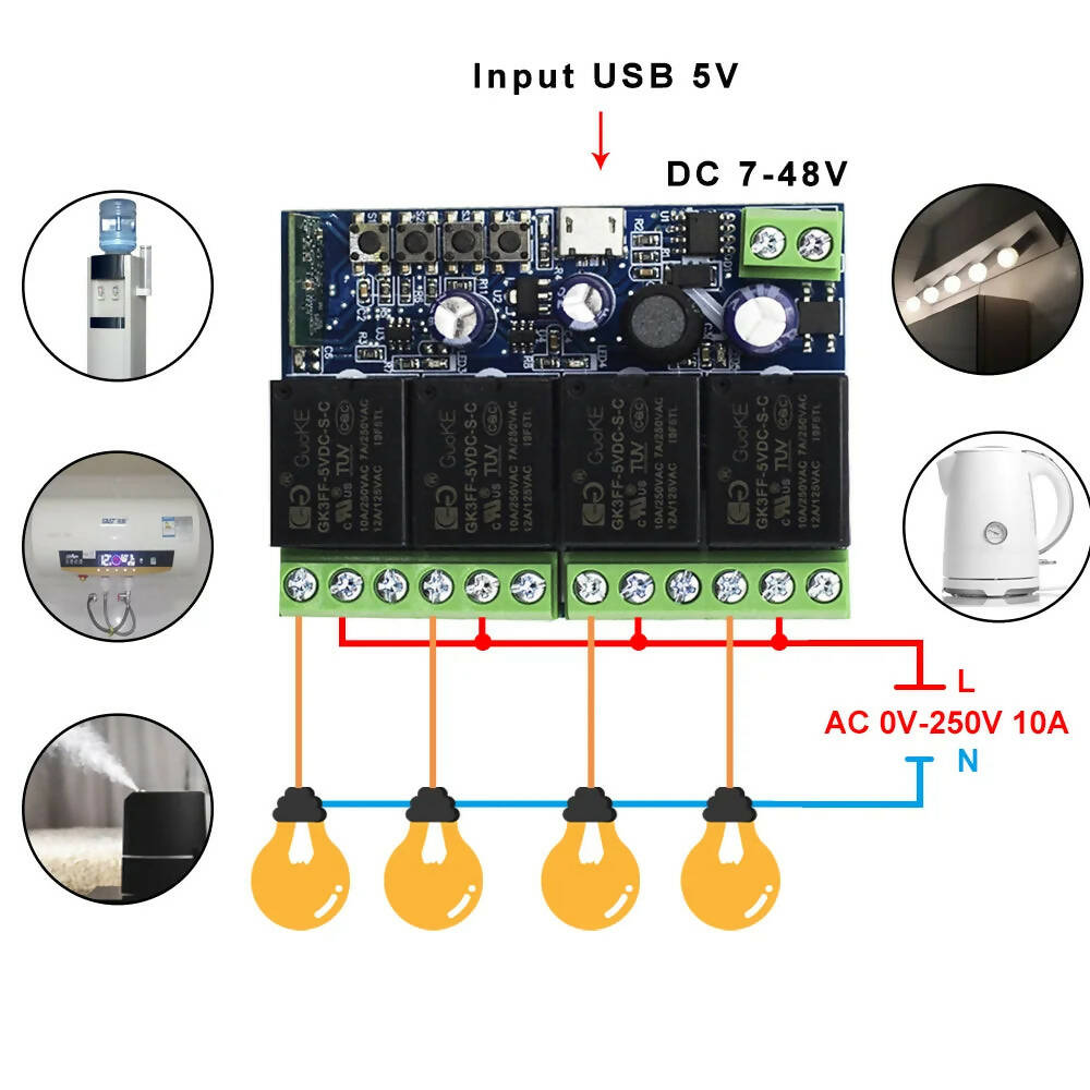 EWeLink Smart Wifi Switch Smart Relay Module DC 5V 12V 24V 4 Channel Wireless Switch Timer Phone Remote Control For Google Home