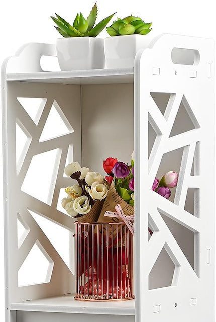 Paris Floor Standing Storage Cabinet, White Bathroom Storage Shelf, Space Saving Toilet Rack with Paris Decoration