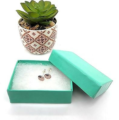 Fashion USA Flag Magnetic Clip On Black Stud Earring