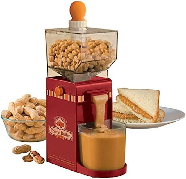 Electric Peanut Butter Maker, Home Peanut Butter Machine, Electric Grinding Mechanism Food Processor with Non-Slip Base Hourglass Inlet