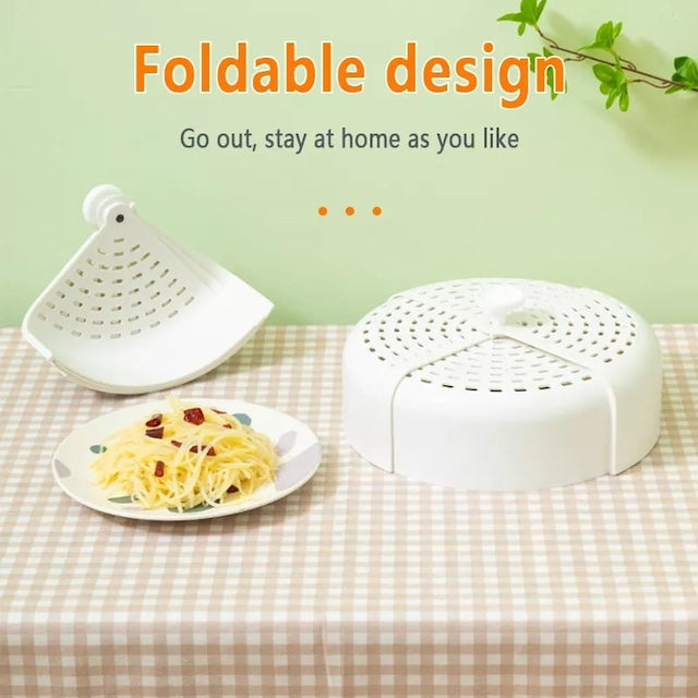 Foldable Plastic Food Cover with Vents, Foldable Vegetable Cover, Anti Fly Cover, Dining Table Leftover Dust Cover