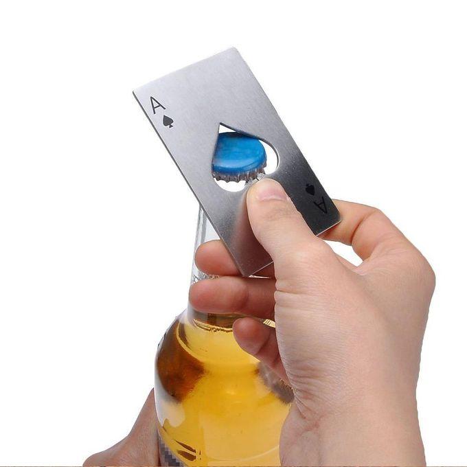 Poker Bottle Beer Opener, Stainless Steel Credit Card Size