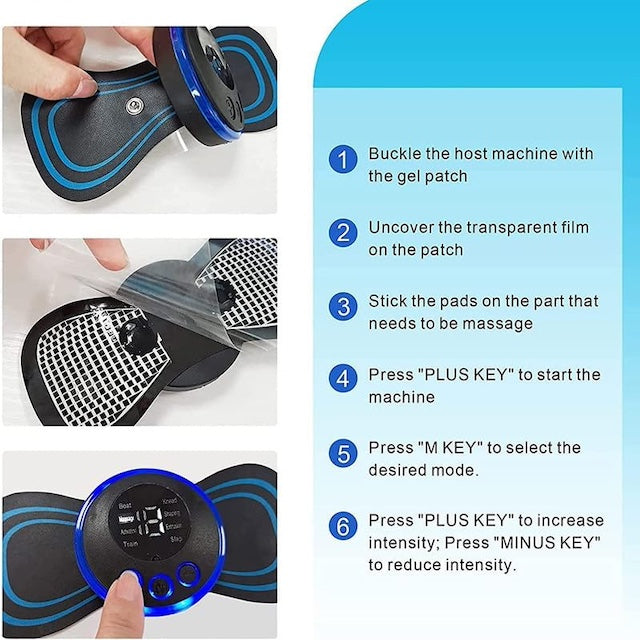 Portable Electric Massager, Body Massager Machine for Pain Relief, Wireless Vibrating Massager with 8 Modes and 19 Strength Level